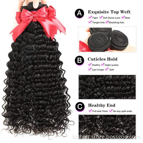Wholesale 10A Brazilian Deep Wave Wet Wave Curly Hair 3 Braided Hair Tress 100% Real Hair Tress Extension Discount for Women